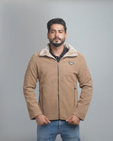 Men's Faux Suede Shearling Lined Jacket - Warm Winter Bomber
